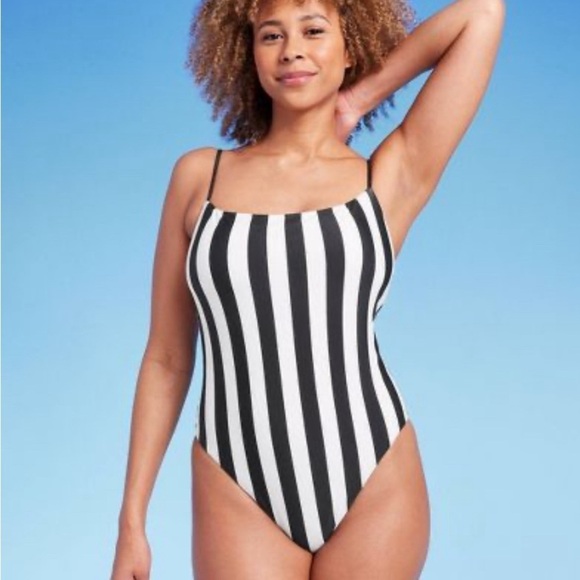 New Women's Square Neck High Leg Cheeky One Piece Swimsuit -Shade & Shore M 8-10 - Picture 2 of 8